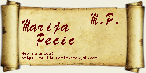 Marija Pecić vizit kartica